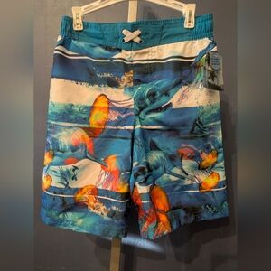 Joe Boxer Back Pocket Beach design Swim Shorts Swim Trunks Boys M/8 UPF 50+